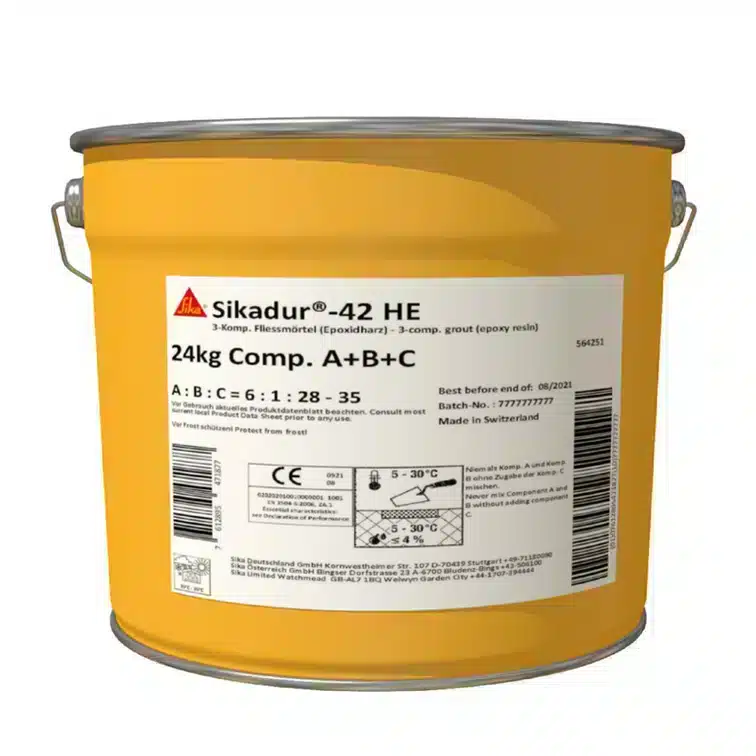 Sikadur-42 HE műgyanta kiöntőhabarcs 20,4 kg-os kiszerelés = 1db A + B + 2C komponens